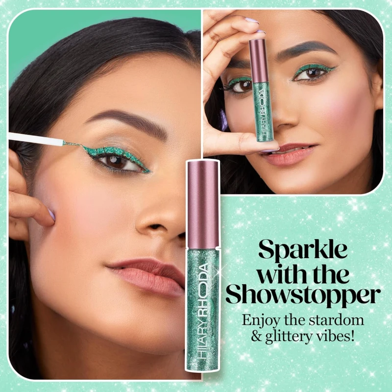 Hilary Rhoda Showstopper Eyeliner | Smudge-proof & Metallic Glitter Eyeliner | Water-Resistant | 5ml (Emerald Green - Shade 05) thumbnail 3